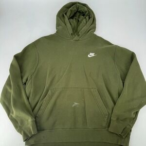 Nike Sportswear Club Fleece Hoodie‎ Green Logo Pullover Men's Size L